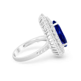 Teardrop Cocktail Ring Pear Simulated Blue Sapphire CZ 925 Sterling Silver