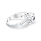 Oval Wedding Split Shank Ring Simulated Cubic Zirconia 925 Sterling Silver