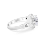 Vintage Style Engagement Ring Round Simulated Cubic Zirconia 925 Sterling Silver