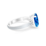 Solitaire Wedding Ring Simulated Blue Topaz CZ 925 Sterling Silver