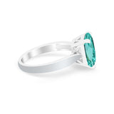 Solitaire Wedding Ring Simulated Paraiba Tourmaline CZ 925 Sterling Silver