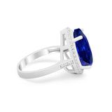 Teardrop Cocktail Engagement Ring Simulated Blue Sapphire CZ 925 Sterling Silver