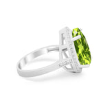 Teardrop Cocktail Engagement Ring Simulated Peridot CZ 925 Sterling Silver