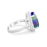 Teardrop Cocktail Engagement Bridal Ring Simulated Rainbow CZ 925 Sterling Silver