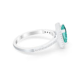 Halo Princess Cut Wedding Ring Simulated Paraiba Tourmaline CZ 925 Sterling Silver