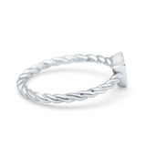 Triangle Lab Created White Opal Braided Cable Band Ring 925 Sterling Silver