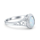 Solitaire Oval Lab Created White Opal Wedding Ring 925 Sterling Silver