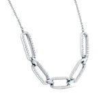 14K White Gold 0.58ct Diamond Paper Clip Necklace 18 Inch Long