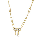 Ribbon Bow Infinity Style Pendant Chain Necklace