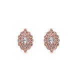 Art Deco Marquise Stud Earrings Rose Tone, Simulated Cubic Zirconia 925 Sterling Silver