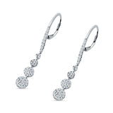 Dangle Drop Leverback Earrings Graduated Circles Cubic Zirconia 925 Sterling Silver Wholesale