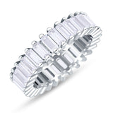 Emerald Cut Full Eternity Ring Cubic Zirconia 925 Sterling Silver Wholesale
