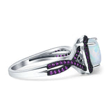 Halo Cushion Infinity Twist Side Stone Amethyst CZ Fashion Ring Lab Created White Opal 925 Sterling Silver Wholesale