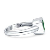 Bezel Set 7mmX7mm Asscher Engagement Ring Simulated Green Emerald 925 Sterling Silver Wholesale