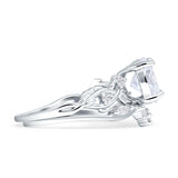 Art Deco Round Cubic Zirconia Infinity Leaf Two Piece Ring 925 Sterling Silver Wholesale