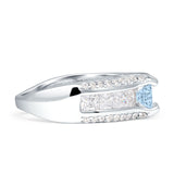 Round Engagement Ring Vintage Style Aquamarine CZ 925 Sterling Silver Wholesale