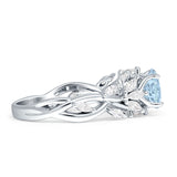 Floral Ring Round Infinity Marquise Aquamarine CZ 925 Sterling Silver Wholesale