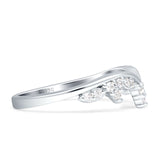 6.8mm Contour Curved Crown V-Band Cubic Zirconia Solid 925 Sterling Silver Wholesale