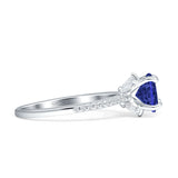 Art Deco Round Solitaire Blue Sapphire CZ Wedding Ring 925 Sterling Silver Wholesale