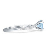 Petite Round Solitaire Ring Baguette Aquamarine AQ 925 Sterling Silver Wholesale
