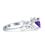 Heart Leaf Art Deco Promise Ring Amethyst CZ 925 Sterling Silver wholesale