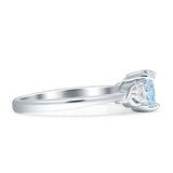 Three Stone Heart Promise Ring Aquamarine CZ 925 Sterling Silver Wholesale