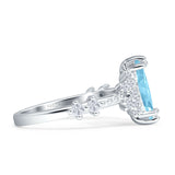 Marquise Halo Beaded Ring Aquamarine CZ 925 Sterling Silver Wholesale