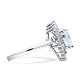Heart Halo Cubic Zirconia Bridal Promise Ring 925 Sterling Silver Wholesale