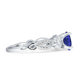 Vintage Style Sunflower Round Blue Sapphire CZ Ring 925 Sterling Silver Wholesale