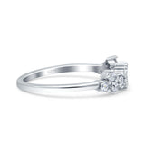 Half Eternity Style Wedding Ring Star Design Simulated Cubic Zirconia 925 Sterling Silver