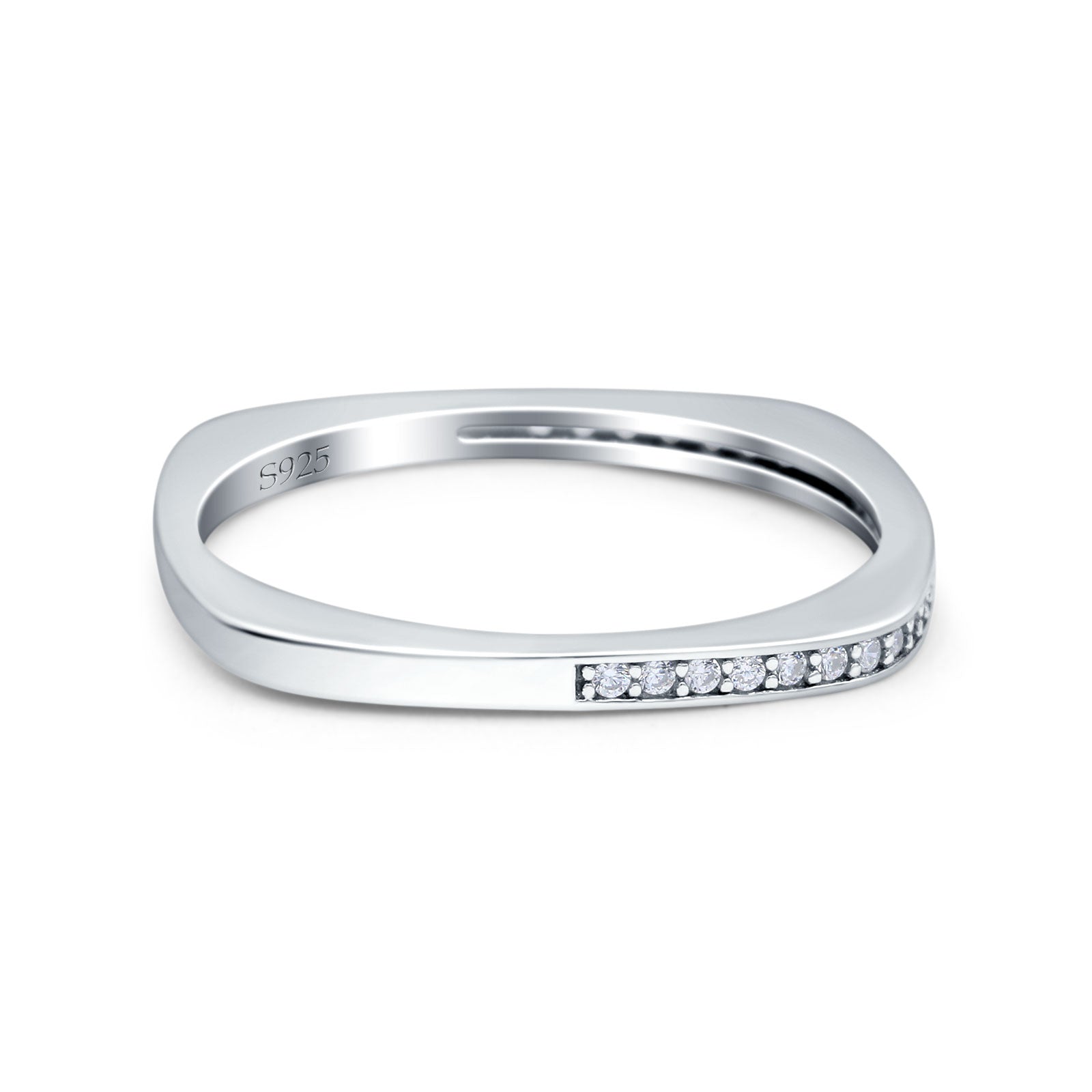 925 Sterling Silver Half Eternity Band With CZ Stones – Wedding/Engagement Ring, Sizes 2.5-15