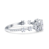 Art Deco Wedding Engagement Ring Round Simulated Cubic Zirconia 925 Sterling Silver