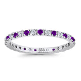 Stackable Full Eternity Ring Amethyst & Cubic Zirconia 925 Sterling Silver Wholesale