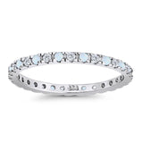 Stackable Full Eternity Ring Lab Created White Opal & Cubic Zirconia 925 Sterling Silver Wholesale