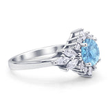 Art Deco Round Engagement Ring Simulated Aquamarine 925 Sterling Silver Wholesale