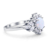 Art Deco Round Engagement Ring Lab Created White Opal 925 Sterling Silver Wholesale