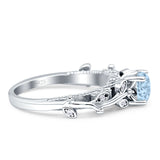 Vintage Style Floral Round Engagement Ring Simulated Aquamarine 925 Sterling Silver Wholesale