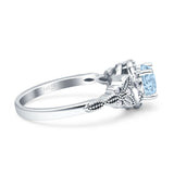 Art Deco Round Butterfly Engagement Ring Simulated Aquamarine 925 Sterling Silver Wholesale