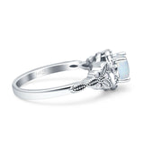 Art Deco Round Butterfly Engagement Ring Lab Created White Opal 925 Sterling Silver Wholesale