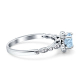 Halo Round Engagement Ring Simulated Aquamarine 925 Sterling Silver Wholesale