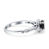 Halo Round Engagement Ring Simulated Black 925 Sterling Silver Wholesale