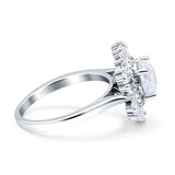 Wholesale Floral Art Deco Round Engagement Ring Simulated Cubic Zirconia 925 Sterling Silver