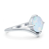 V Art Deco Wedding Ring Oval Lab Created White Opal 925 Sterling Silver