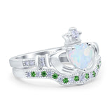 Claddagh Ring Bridal Piece Created White Opal 925 Sterling Silver Wholesale