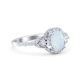 Art Deco Oval Vintage Style Bridal Wedding Engagement Ring Lab Created White Opal 925 Sterling Silver