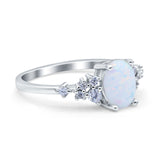 Oval Art Deco Bridal Wedding Engagement Ring Lab Created White Opal 925 Sterling Silver