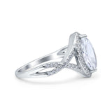Art Deco Bridal Wedding Engagement Ring Marquise Simulated Cubic Zirconia 925 Sterling Silver