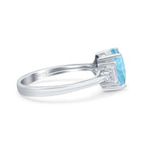 Emerald Cut Art Deco Wedding Engagement Ring Baguette Simulated Aquamarine CZ 925 Sterling Silver
