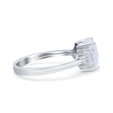 Emerald Cut Art Deco Wedding Engagement Ring Baguette Simulated Cubic Zirconia 925 Sterling Silver