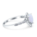 Teardrop Pear Shape Halo Engagement Ring Lab Created White Opal 925 Sterling Silver